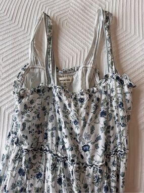 Max Studio White Floral Dress with Blue and Green Print